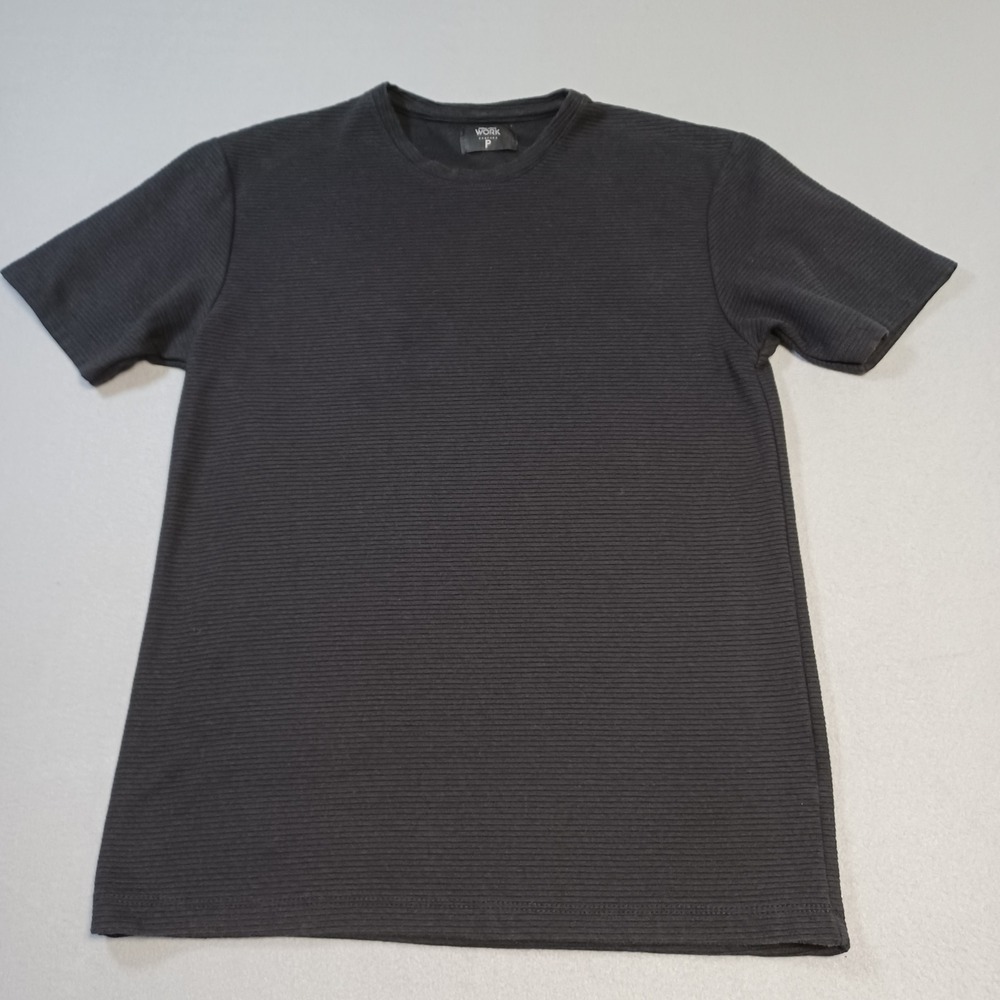 Angelo Litrico Work Comfort Black Ribbed Short Sleeve T-Shirt Size‎ P Mens